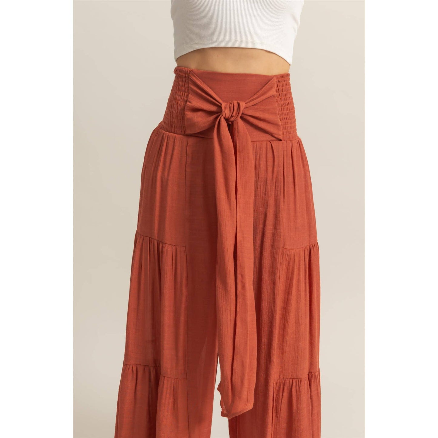 Front Tie Waist Pants
