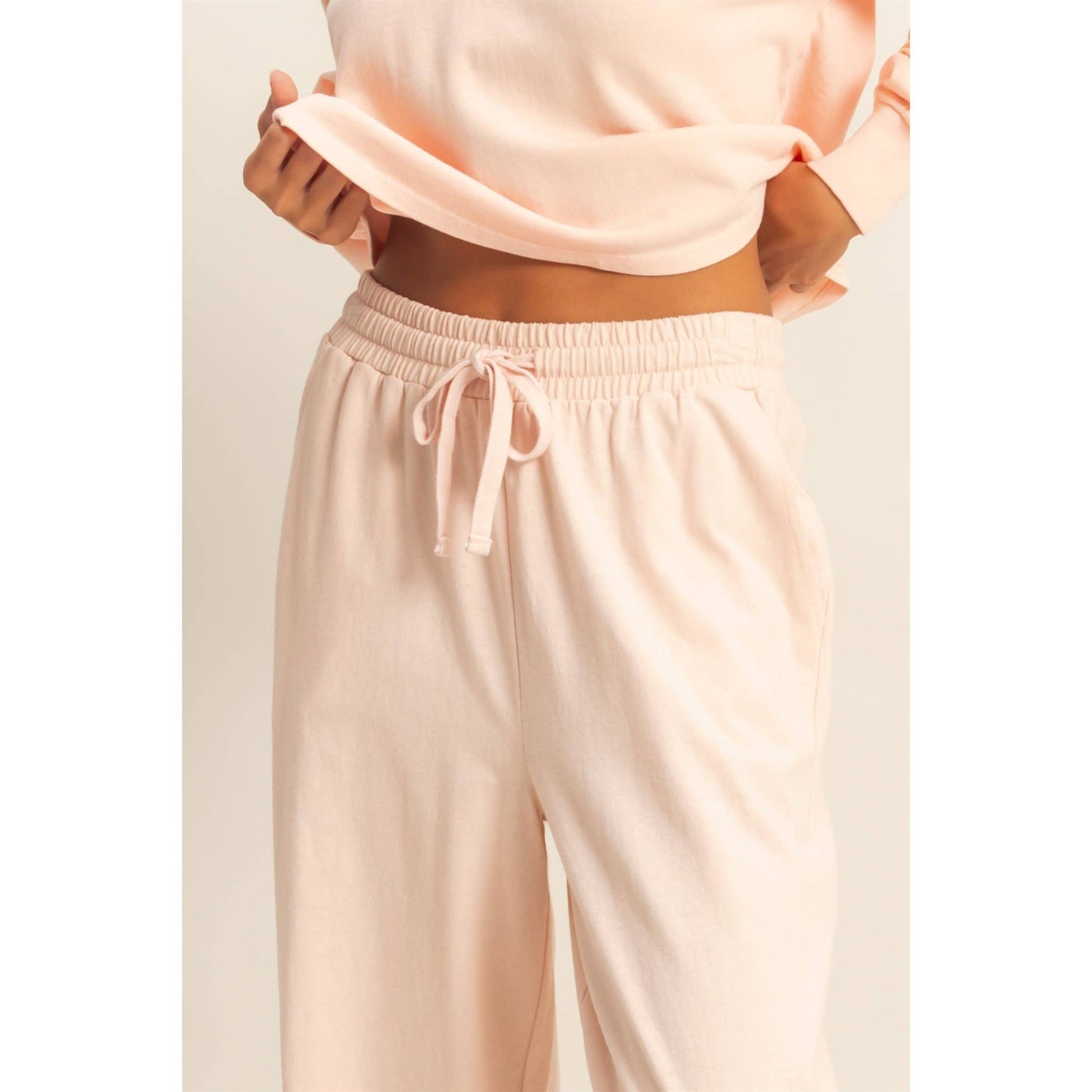 HYFVE - Drawstring High-Waisted Pants: DUSTY PINK / S-M-L(2-2-2)