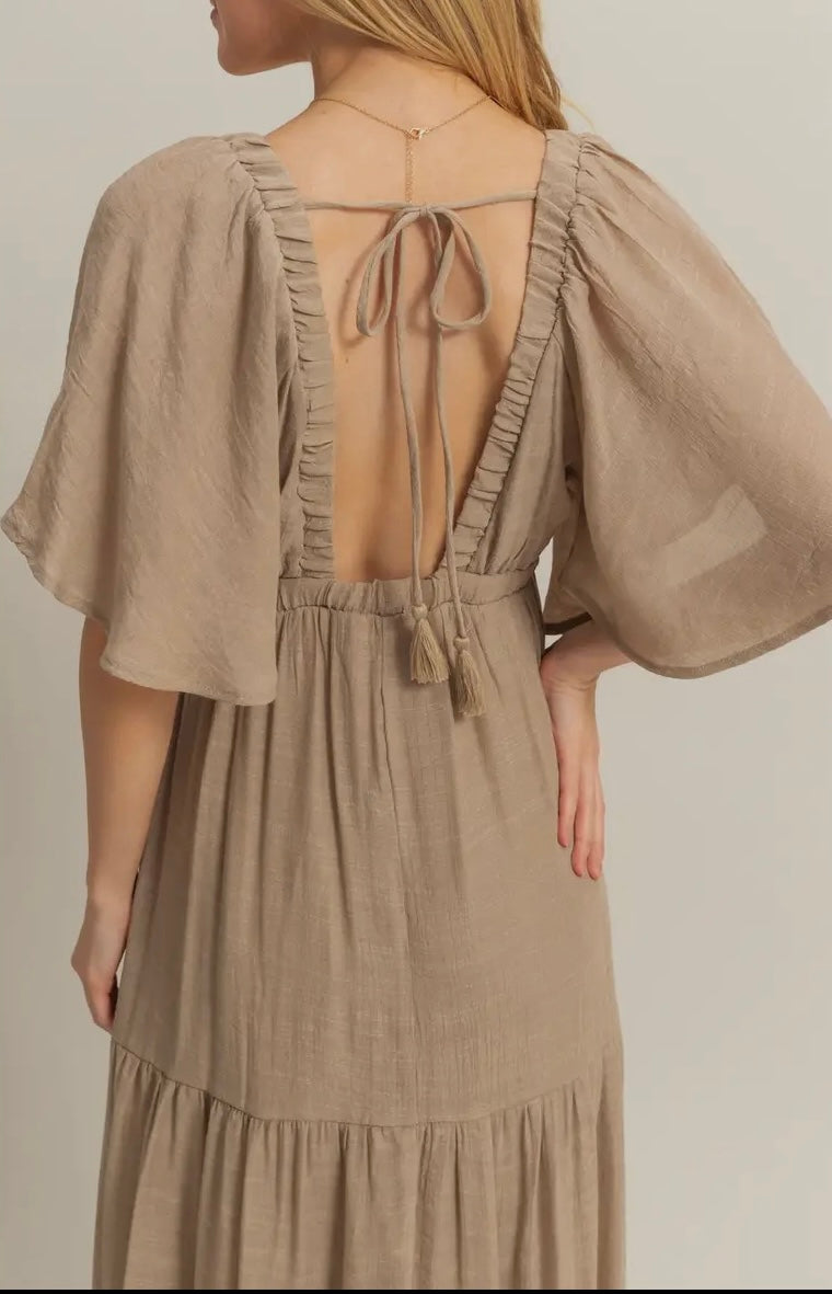 Taupe Tiered Maxi Dress
