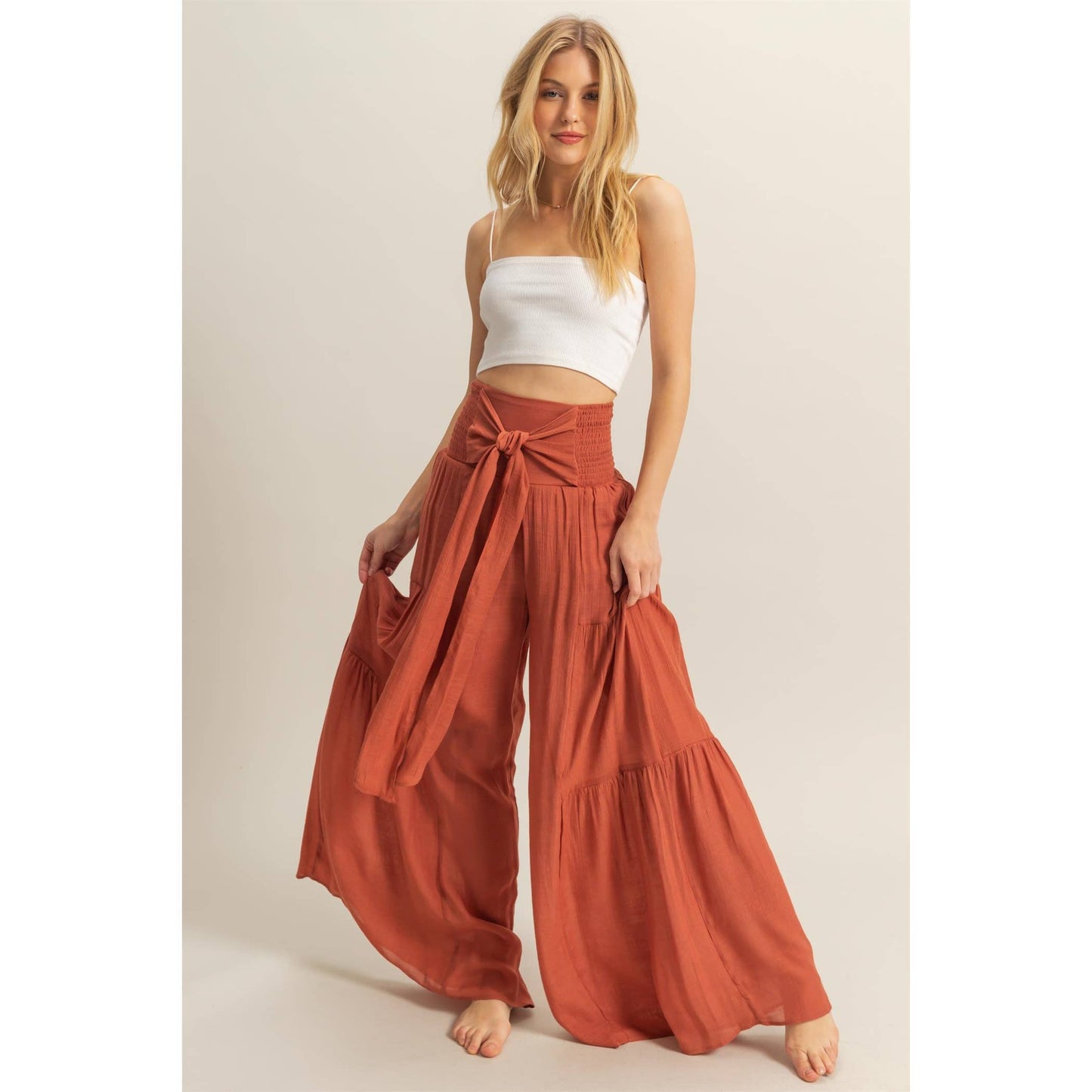 Front Tie Waist Pants