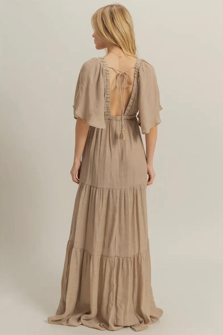 Taupe Tiered Maxi Dress
