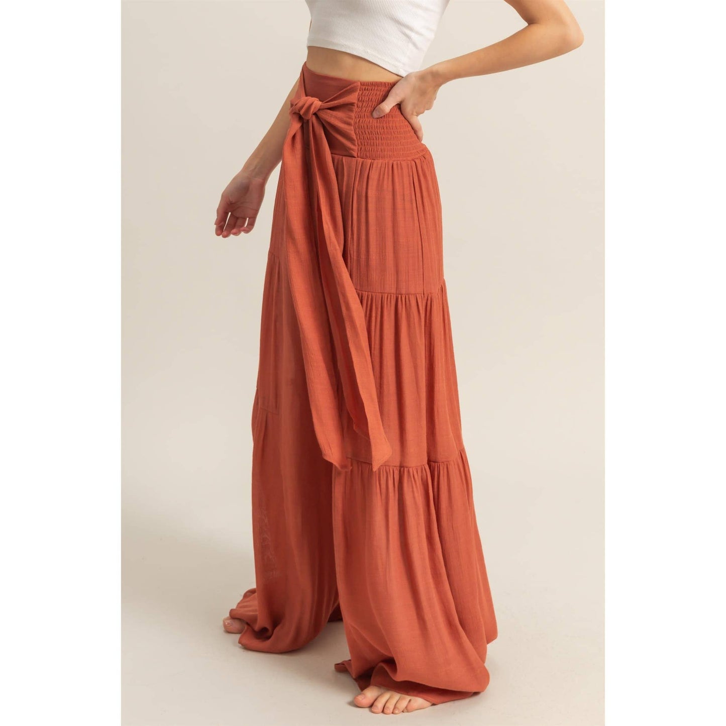 Front Tie Waist Pants