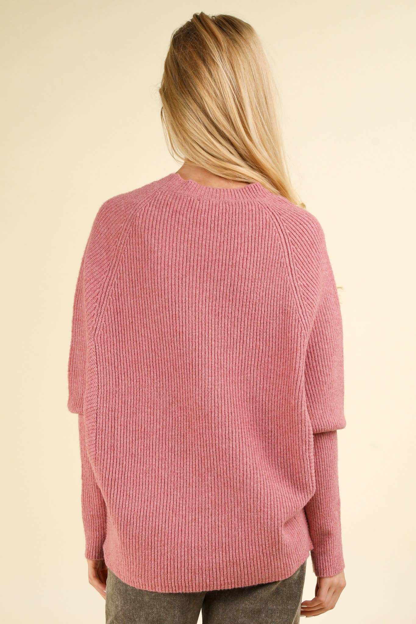 Pink Dolman Sleeve Oversized Knit