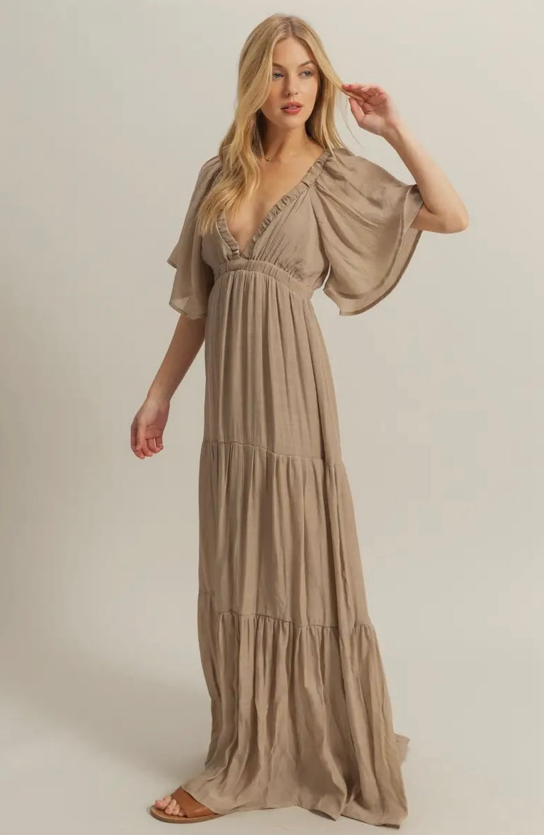 Taupe Tiered Maxi Dress