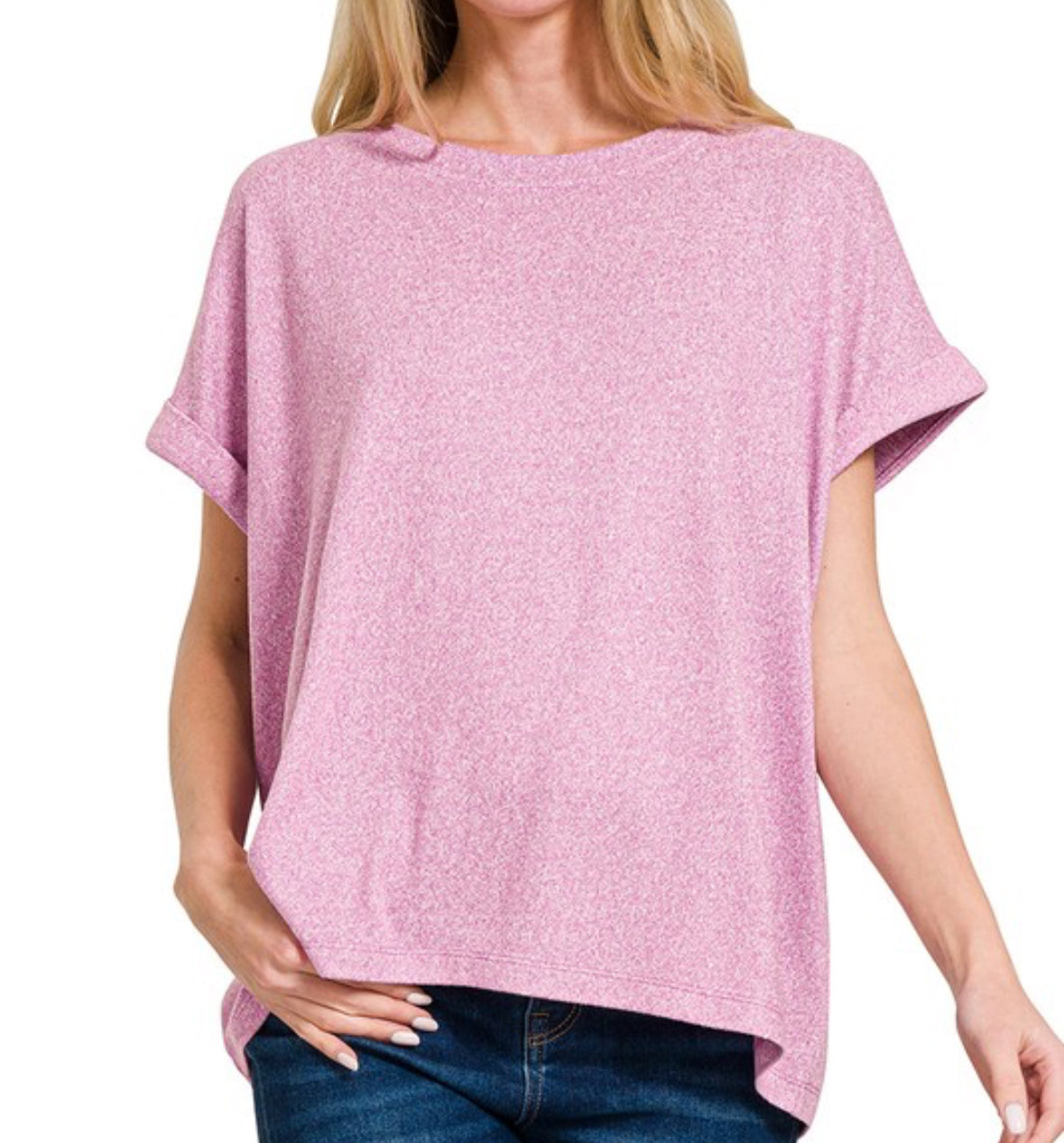 Mauve Melange Short Sleeve Top