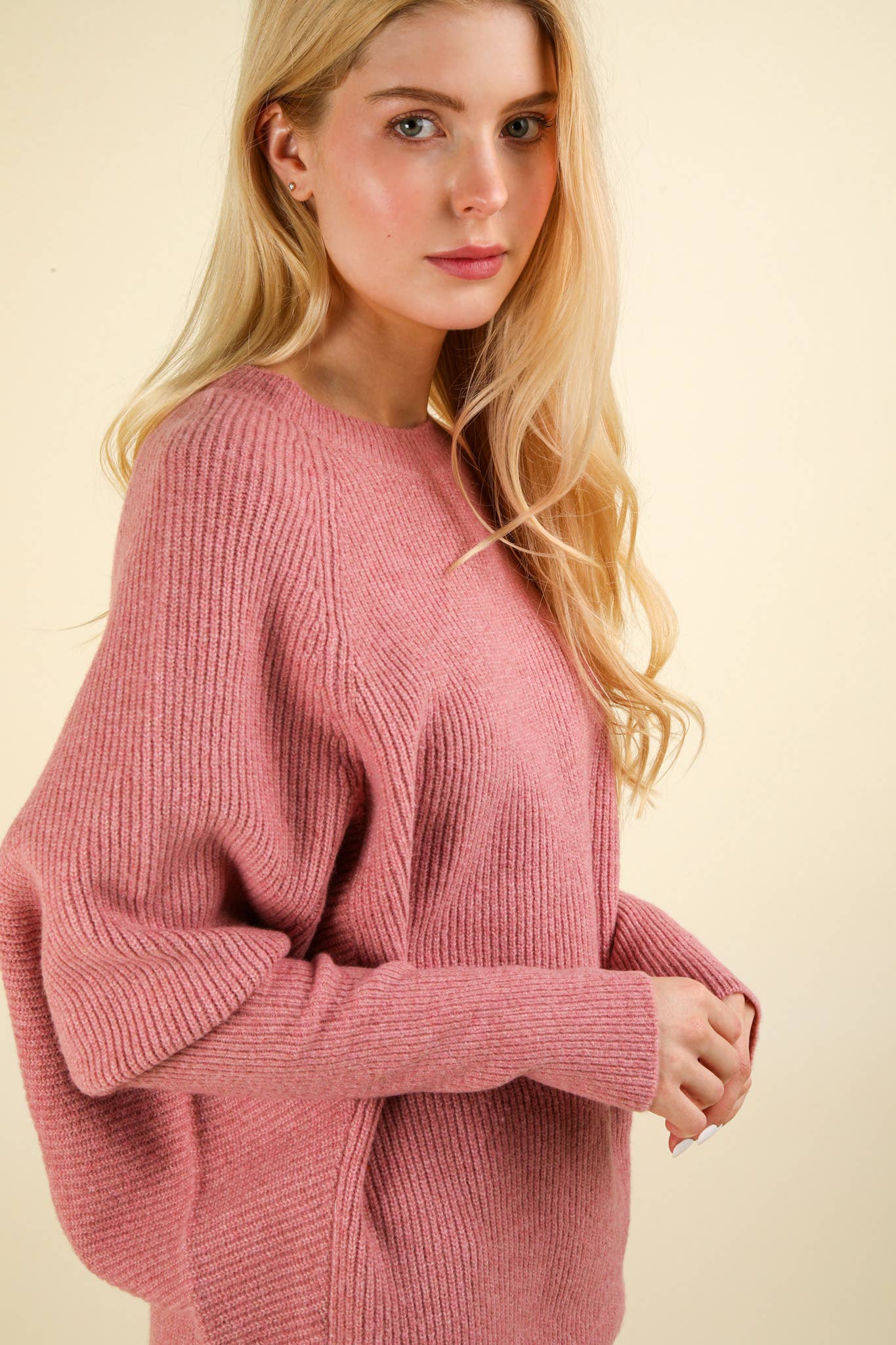 Pink Dolman Sleeve Oversized Knit
