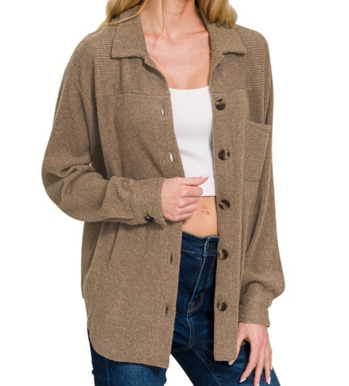 Mocha Ribbed Shacket