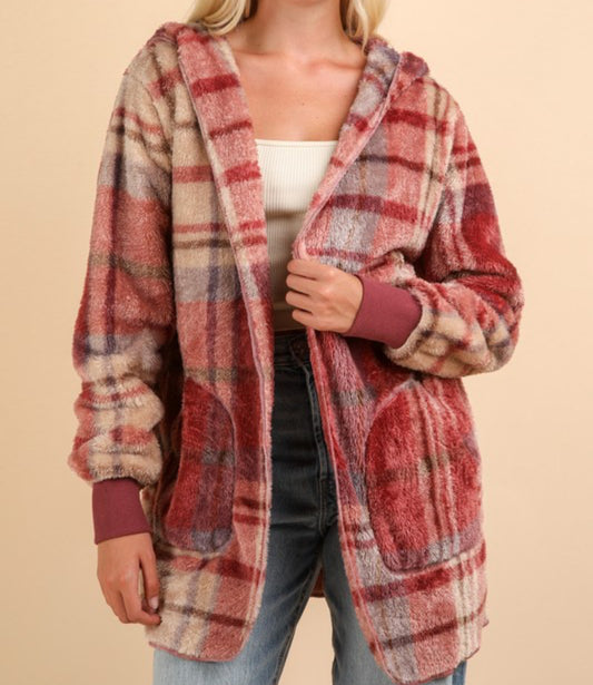 Faux Fur Plaid Jacket