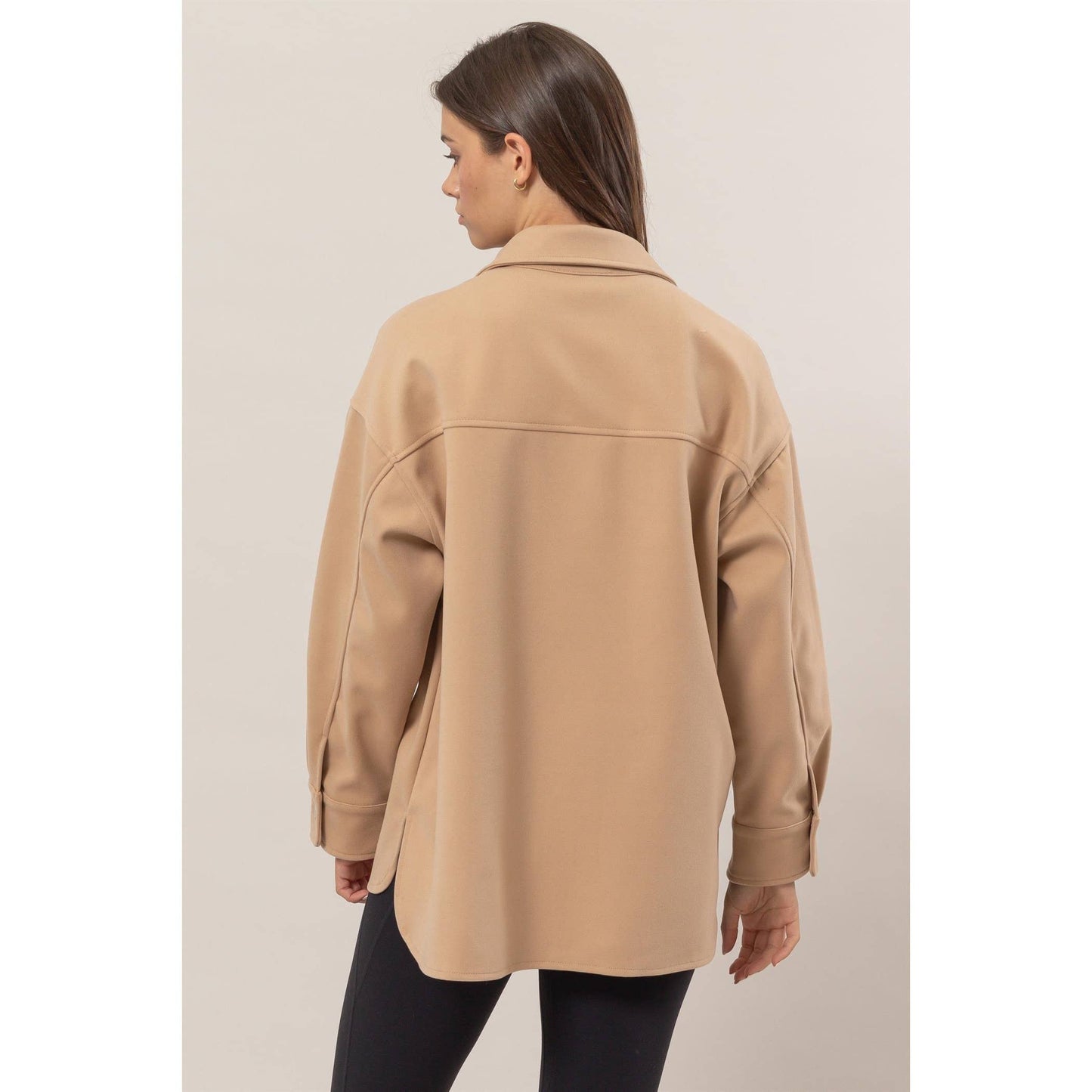 HYFVE - Wool-Like Brushed Shacket: DARK GREY / S-M-L(2-2-2)