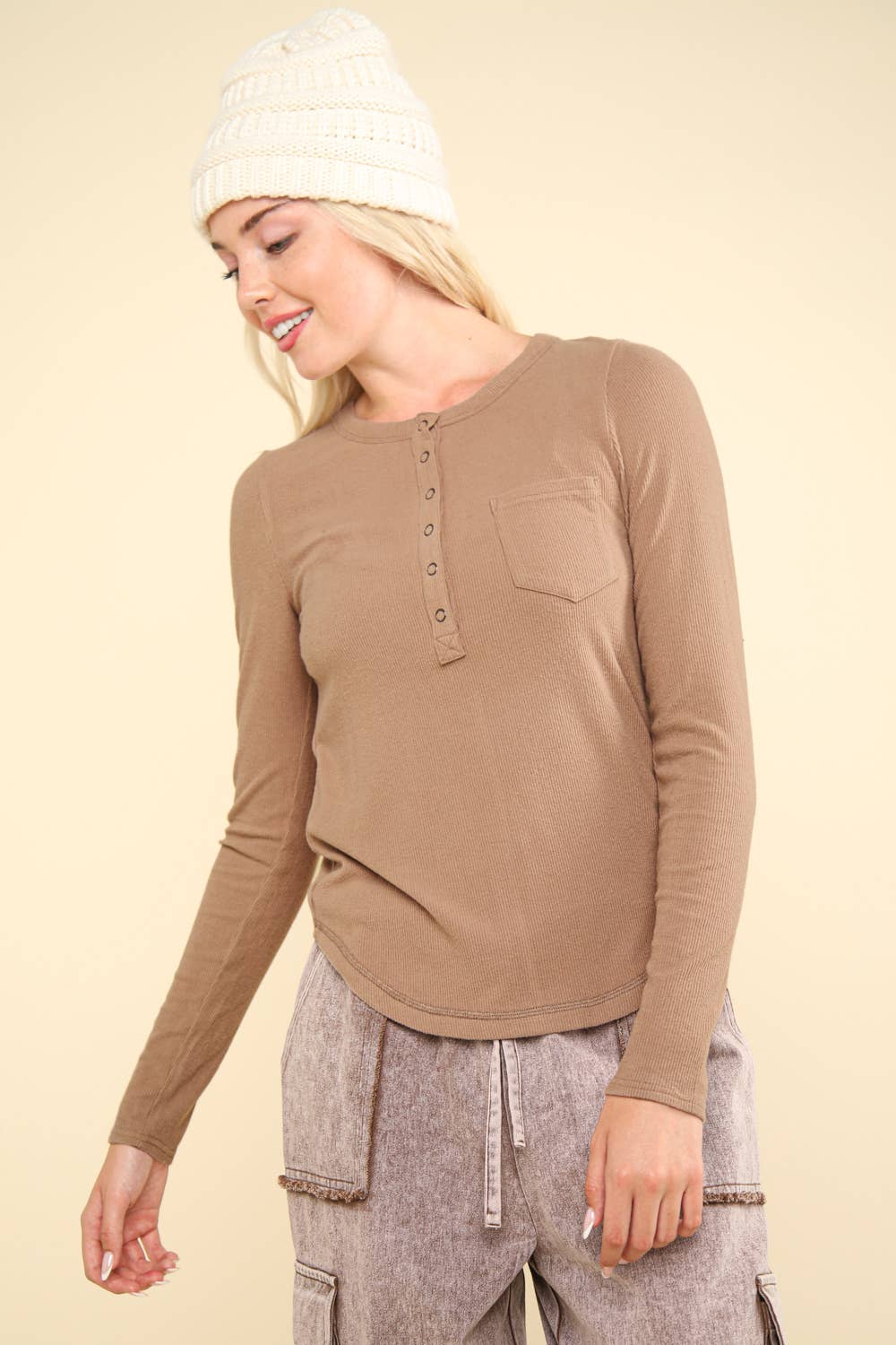 Tally Taupe Long Sleeve Knit