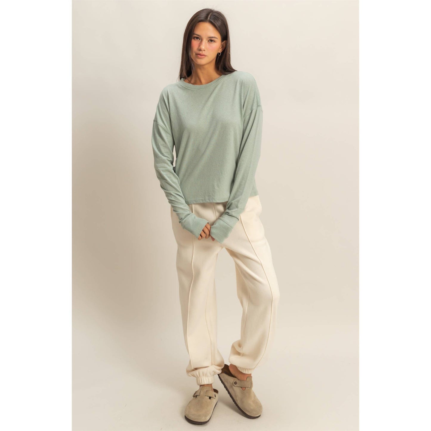 HYFVE - Crew Neck Long Sleeve Tee: BLACK / S-M-L(2-2-2)