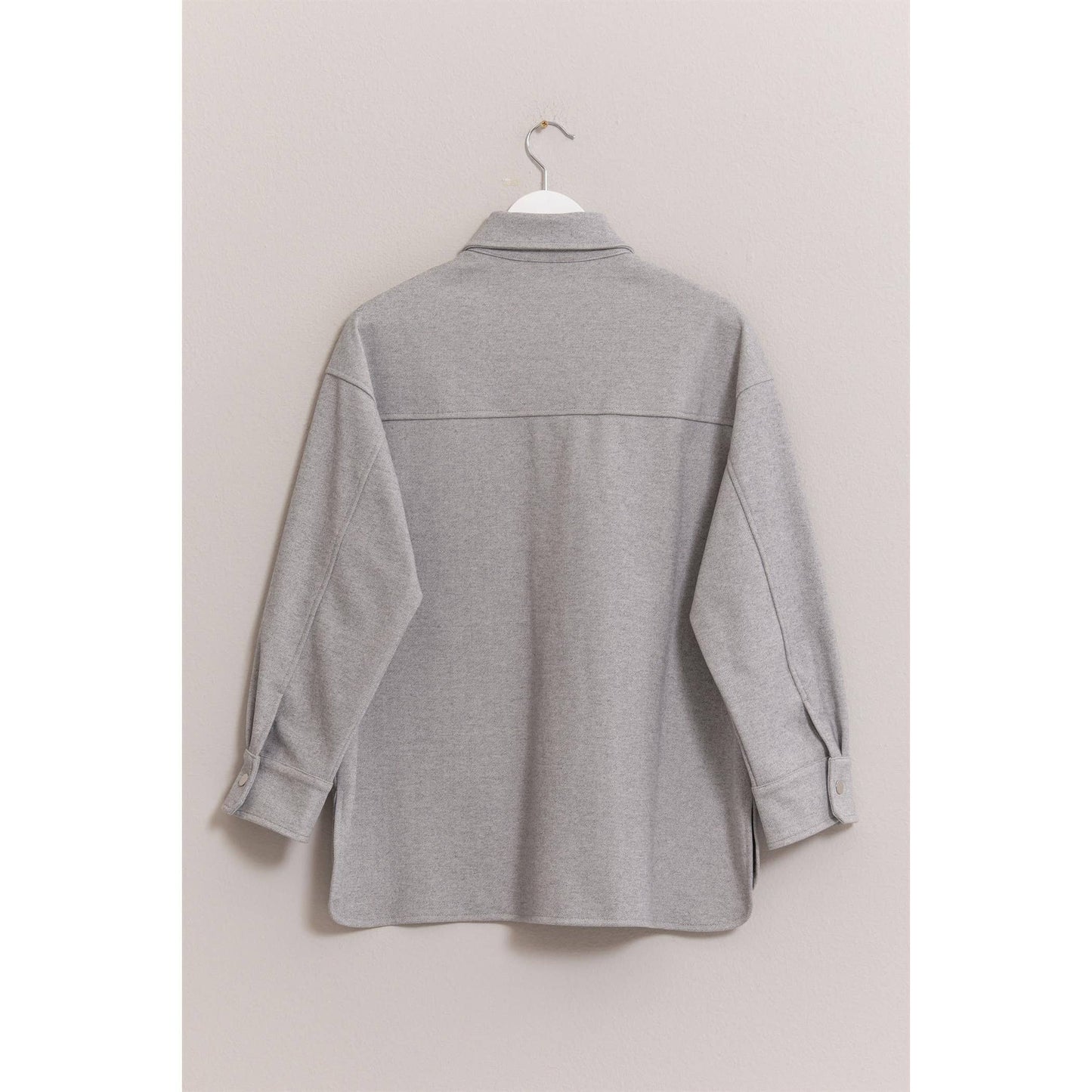 HYFVE - Wool-Like Brushed Shacket: DARK GREY / S-M-L(2-2-2)