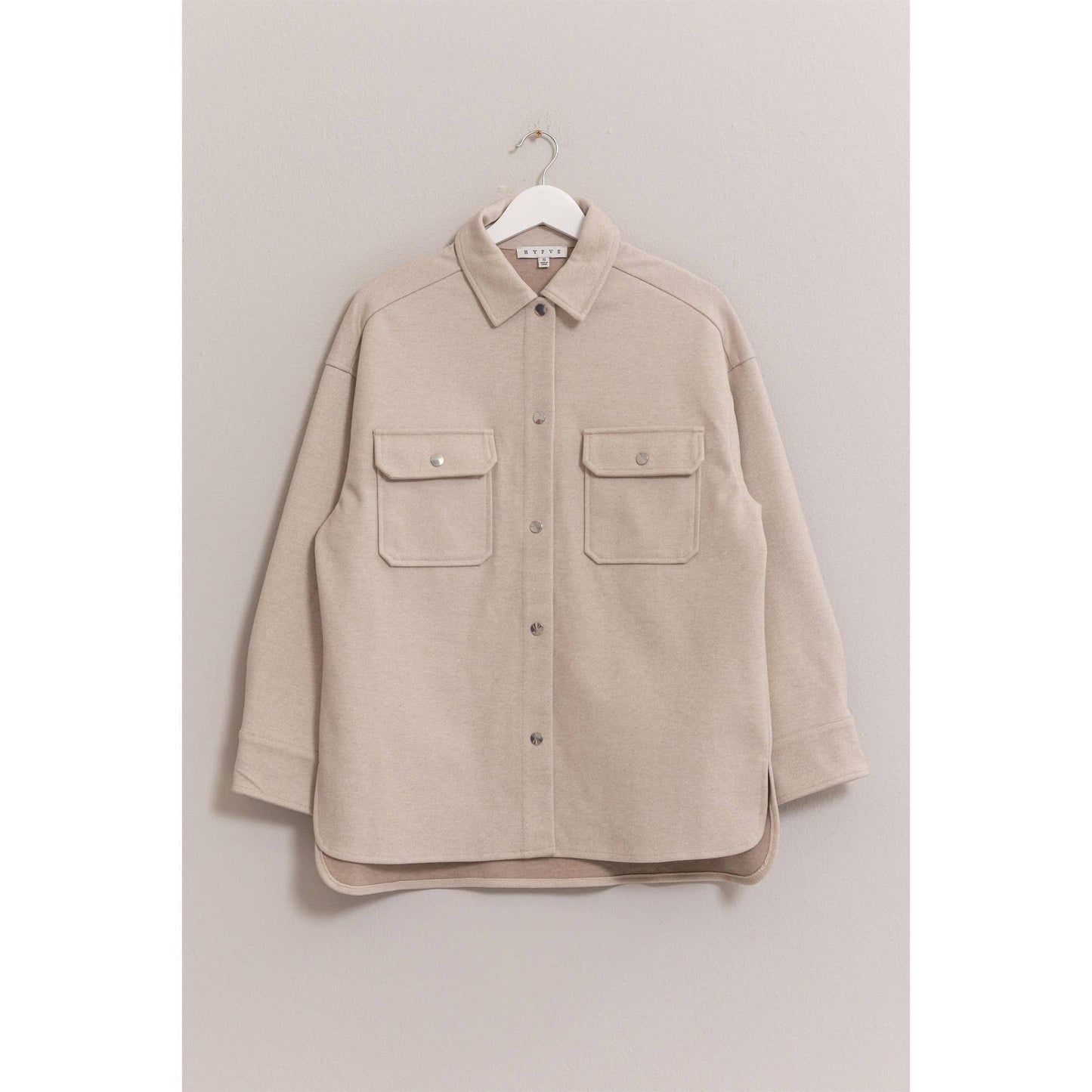 HYFVE - Wool-Like Brushed Shacket: DARK GREY / S-M-L(2-2-2)