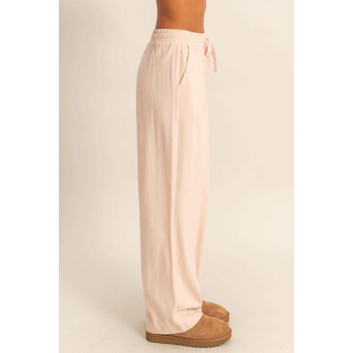 HYFVE - Drawstring High-Waisted Pants: DUSTY PINK / S-M-L(2-2-2)