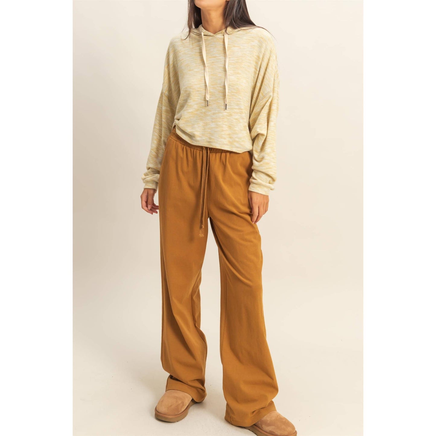 HYFVE - Drawstring High-Waisted Pants: DUSTY PINK / S-M-L(2-2-2)