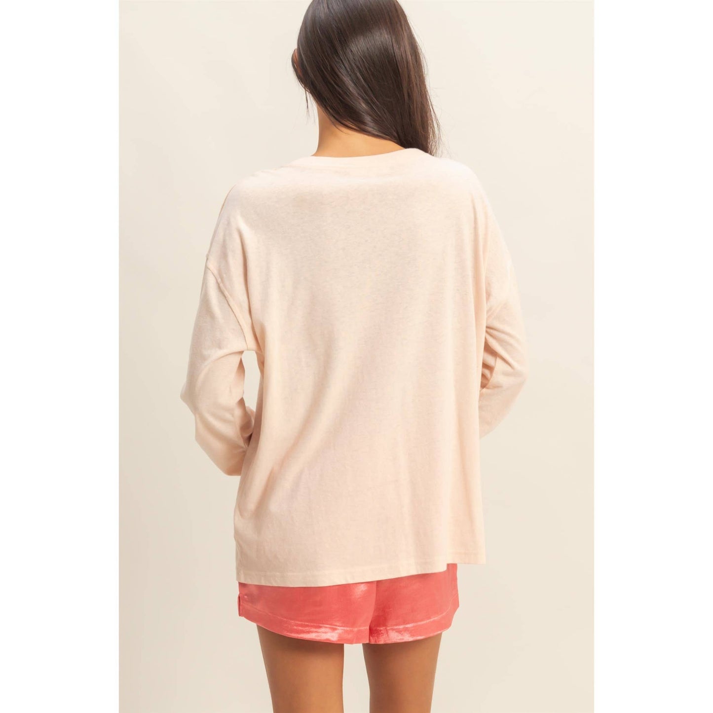 HYFVE - Long Sleeve Pocket T-Shirt: DUSTY PINK / S-M-L(2-2-2)
