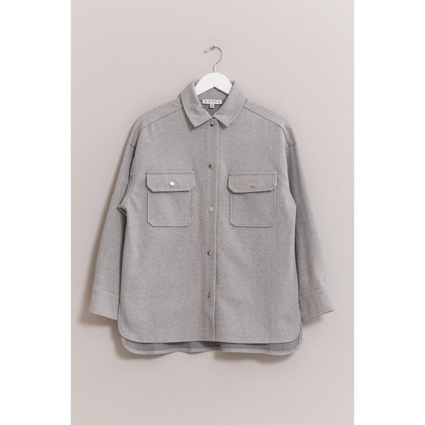 HYFVE - Wool-Like Brushed Shacket: DARK GREY / S-M-L(2-2-2)