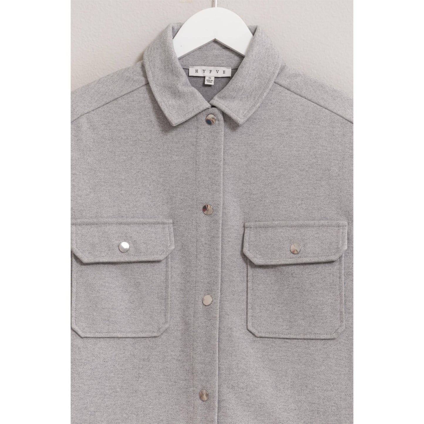 HYFVE - Wool-Like Brushed Shacket: DARK GREY / S-M-L(2-2-2)