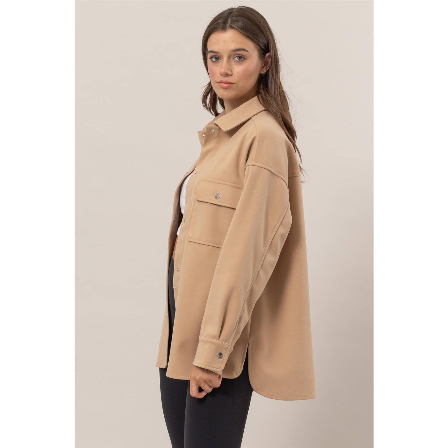 HYFVE - Wool-Like Brushed Shacket: DARK GREY / S-M-L(2-2-2)