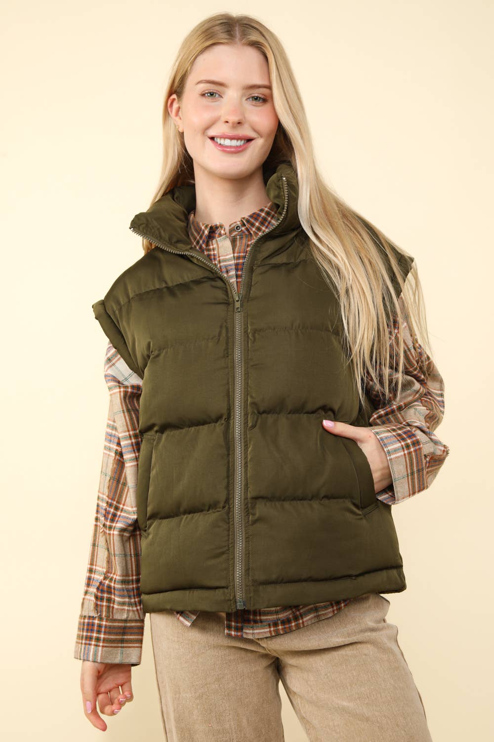 Olive Comfy Puffer Vest