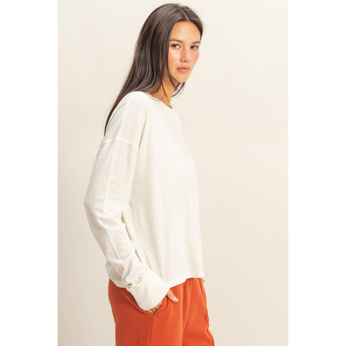 HYFVE - Crew Neck Long Sleeve Tee: BLACK / S-M-L(2-2-2)