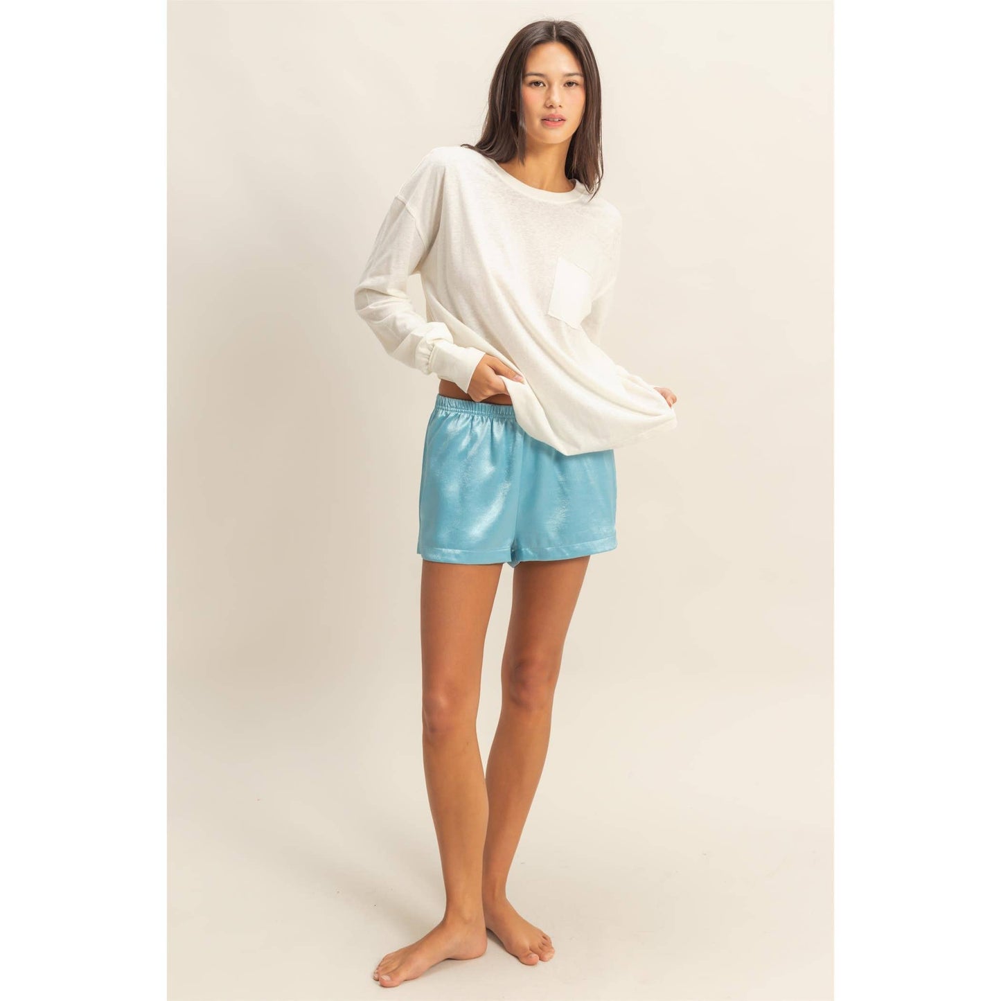 HYFVE - Long Sleeve Pocket T-Shirt: DUSTY PINK / S-M-L(2-2-2)