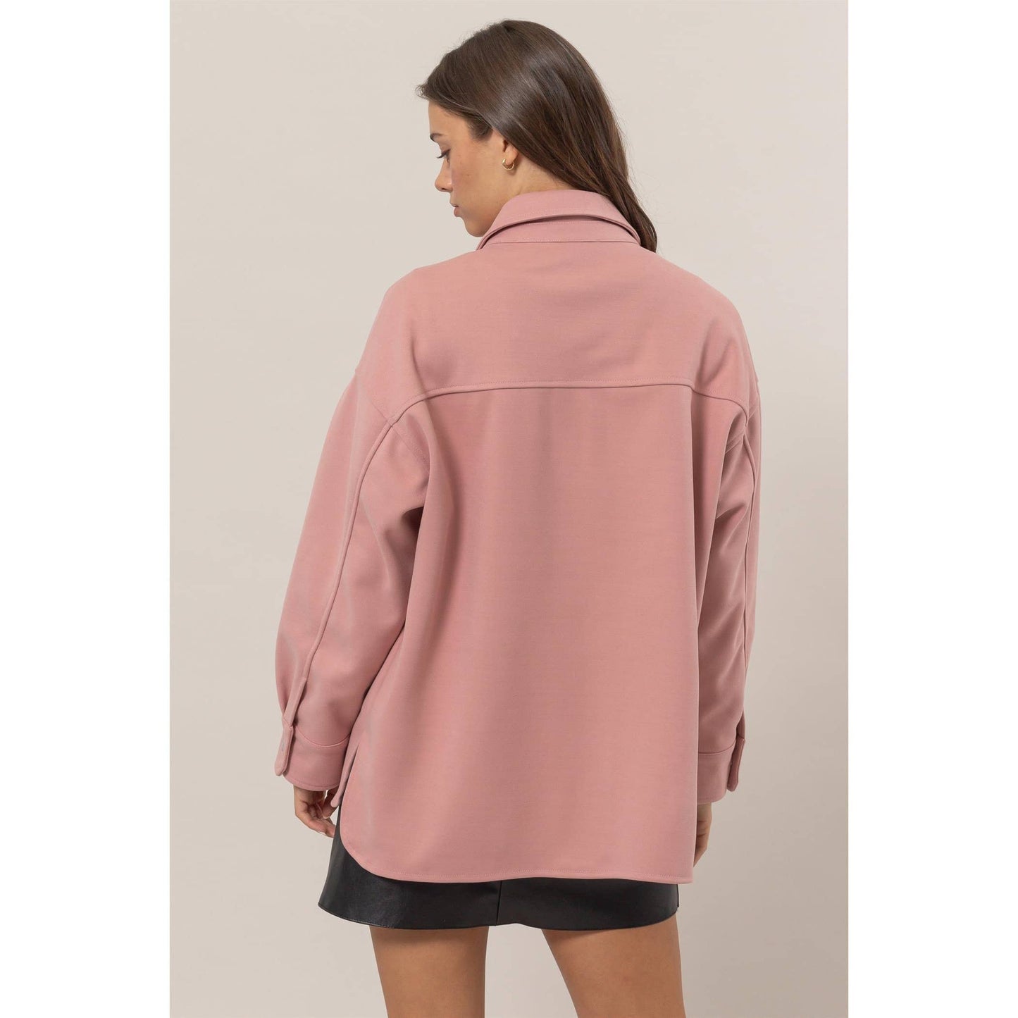 HYFVE - Wool-Like Brushed Shacket: DARK GREY / S-M-L(2-2-2)