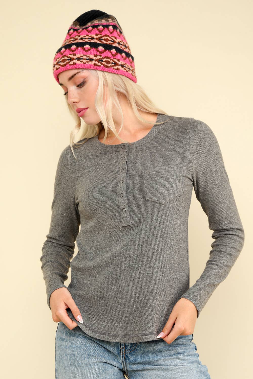 Gigi Grey Long Sleeve Knit