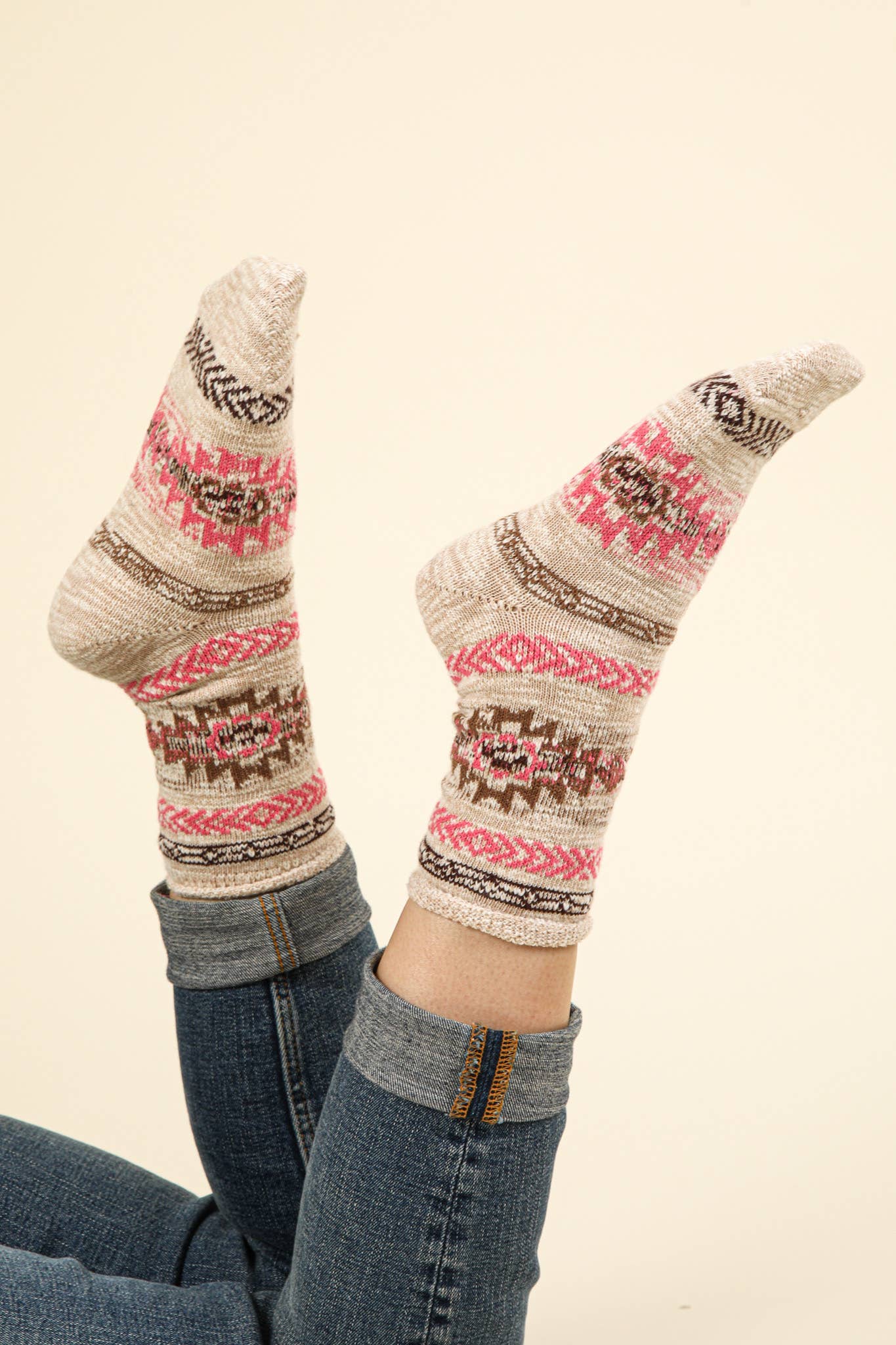 Aztec Graphic Cozy Crew Socks