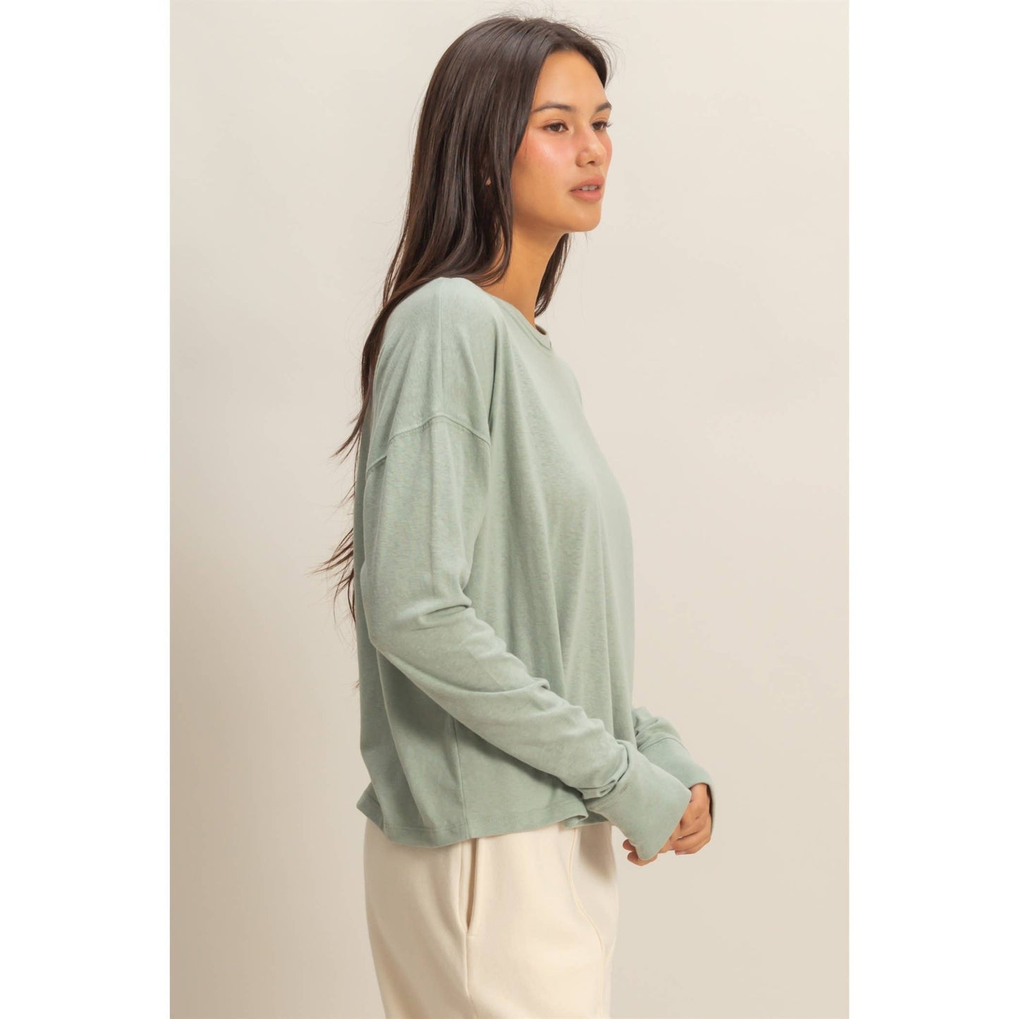 HYFVE - Crew Neck Long Sleeve Tee: BLACK / S-M-L(2-2-2)