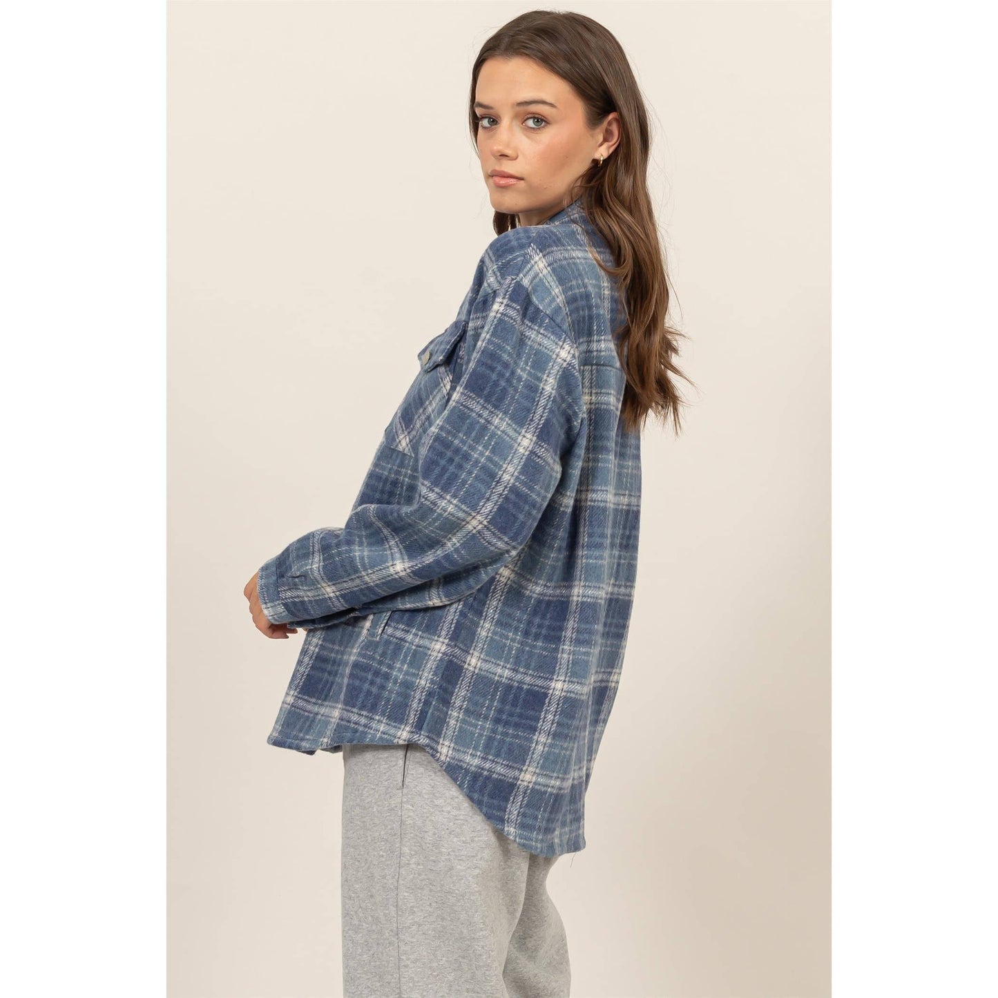 HYFVE - Plaid Shacket With Pockets: BLACK / S-M-L(1-1-1)