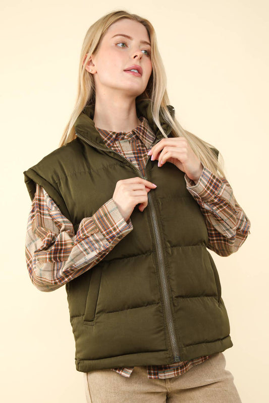 Olive Comfy Puffer Vest