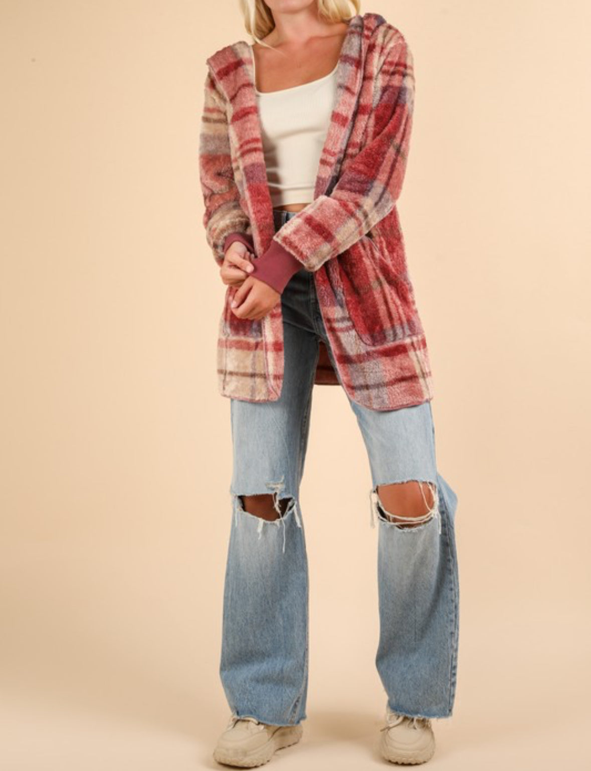 Faux Fur Plaid Jacket