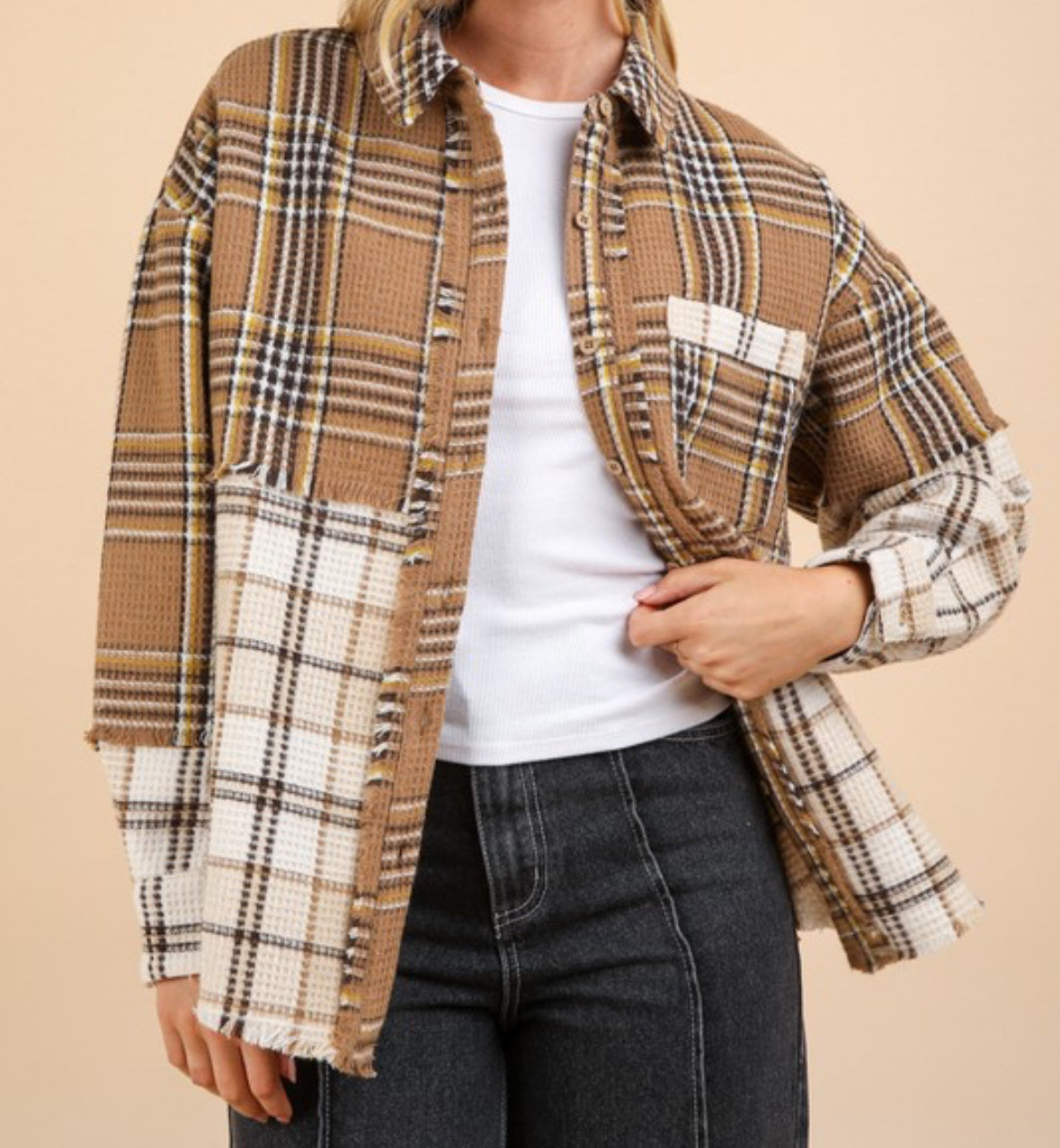 Mixed Plaid Oversized Shacket