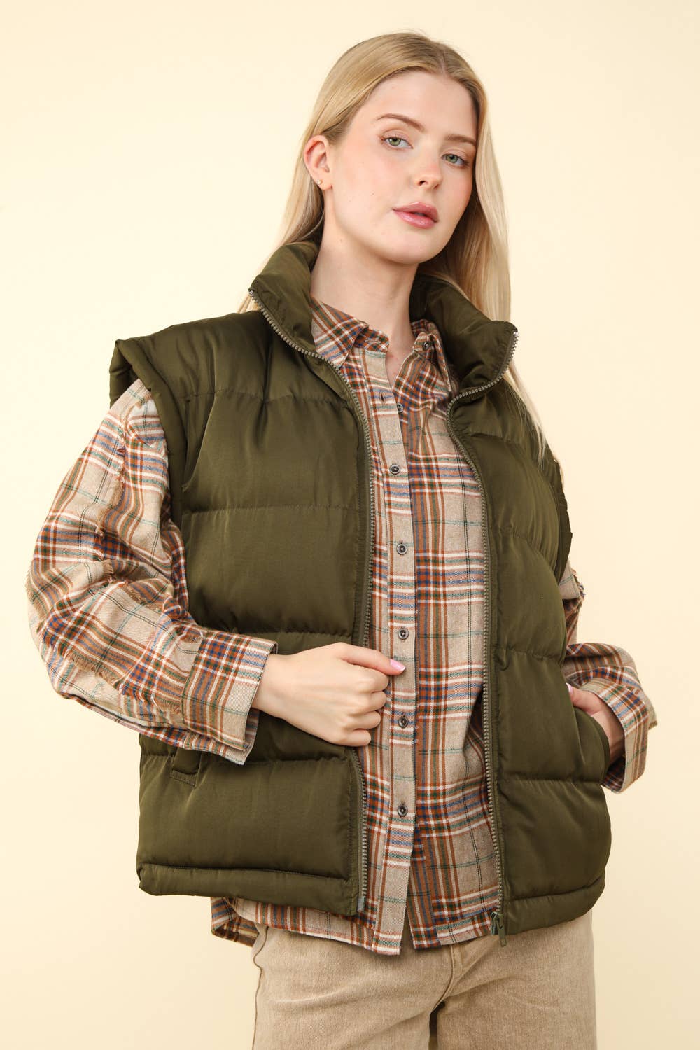 Olive Comfy Puffer Vest