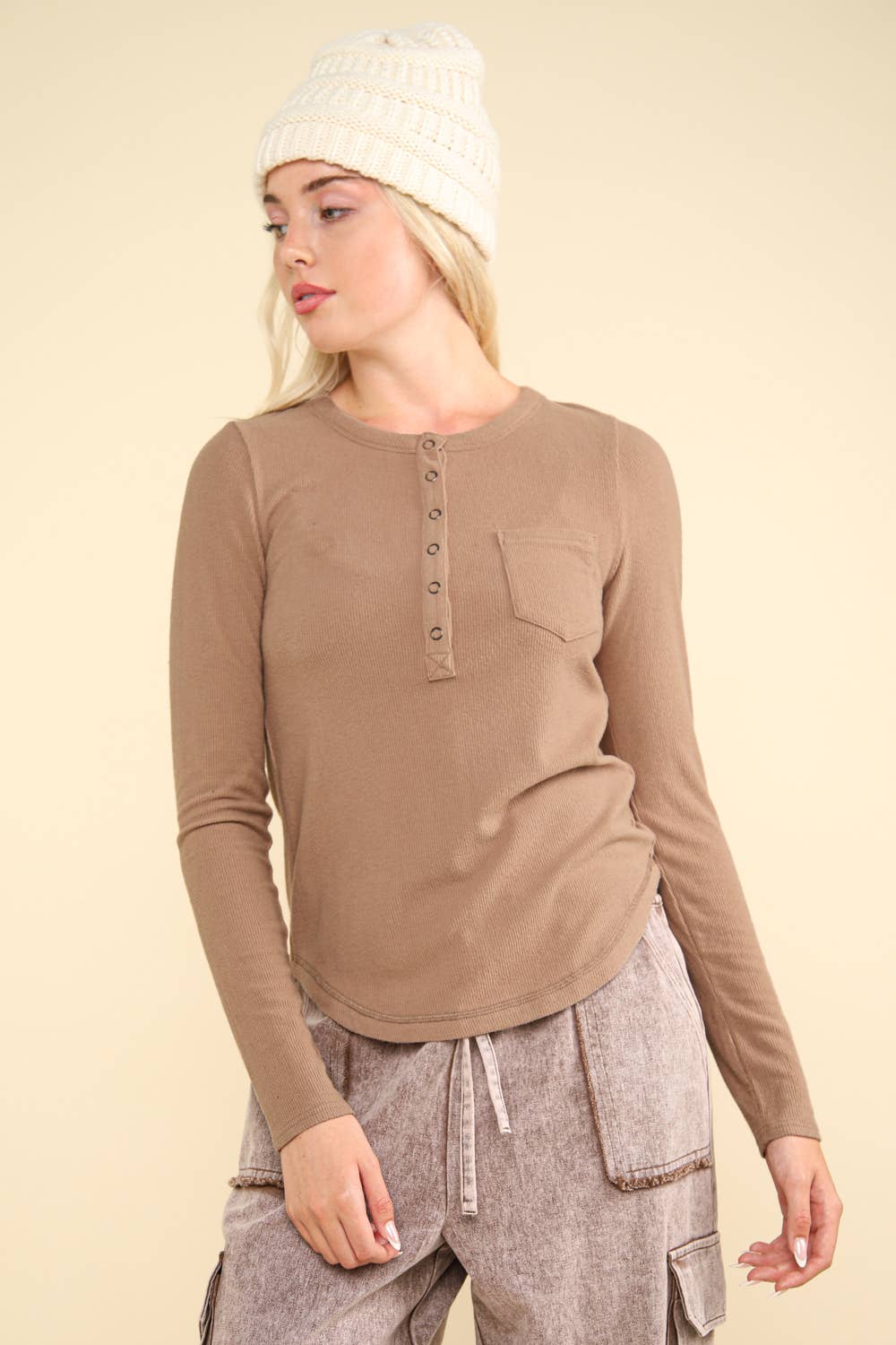 Tally Taupe Long Sleeve Knit