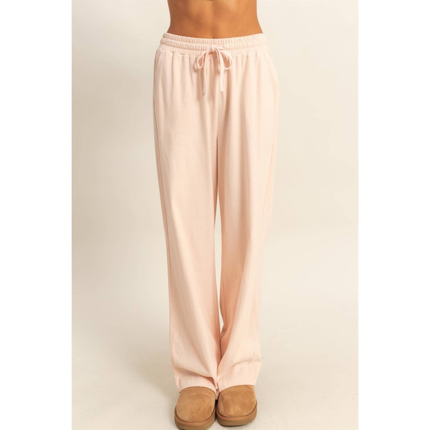 HYFVE - Drawstring High-Waisted Pants: DUSTY PINK / S-M-L(2-2-2)