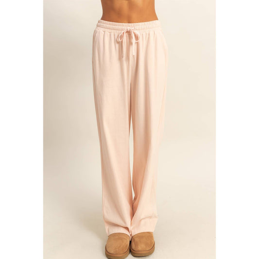 HYFVE - Drawstring High-Waisted Pants: DUSTY PINK / S-M-L(2-2-2)