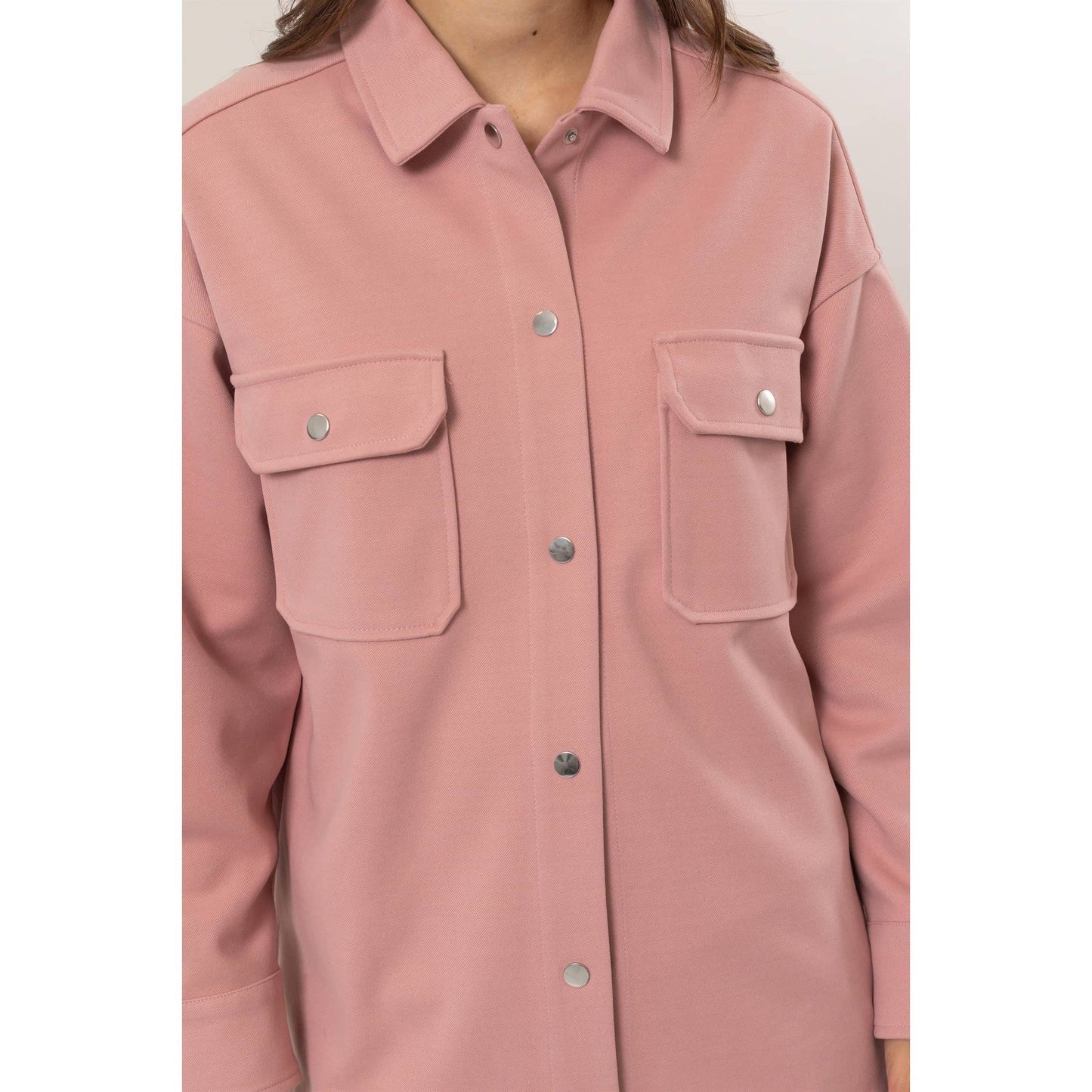 HYFVE - Wool-Like Brushed Shacket: DARK GREY / S-M-L(2-2-2)