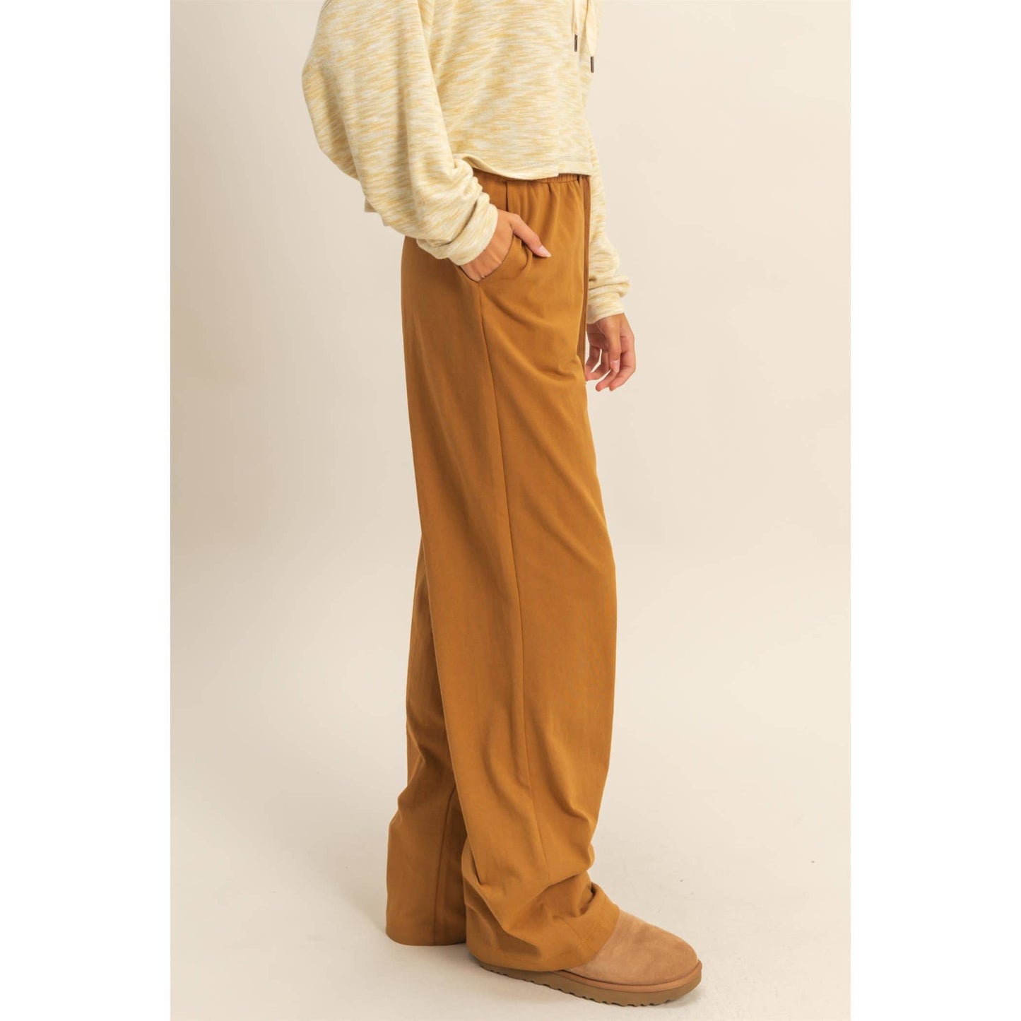 HYFVE - Drawstring High-Waisted Pants: DUSTY PINK / S-M-L(2-2-2)
