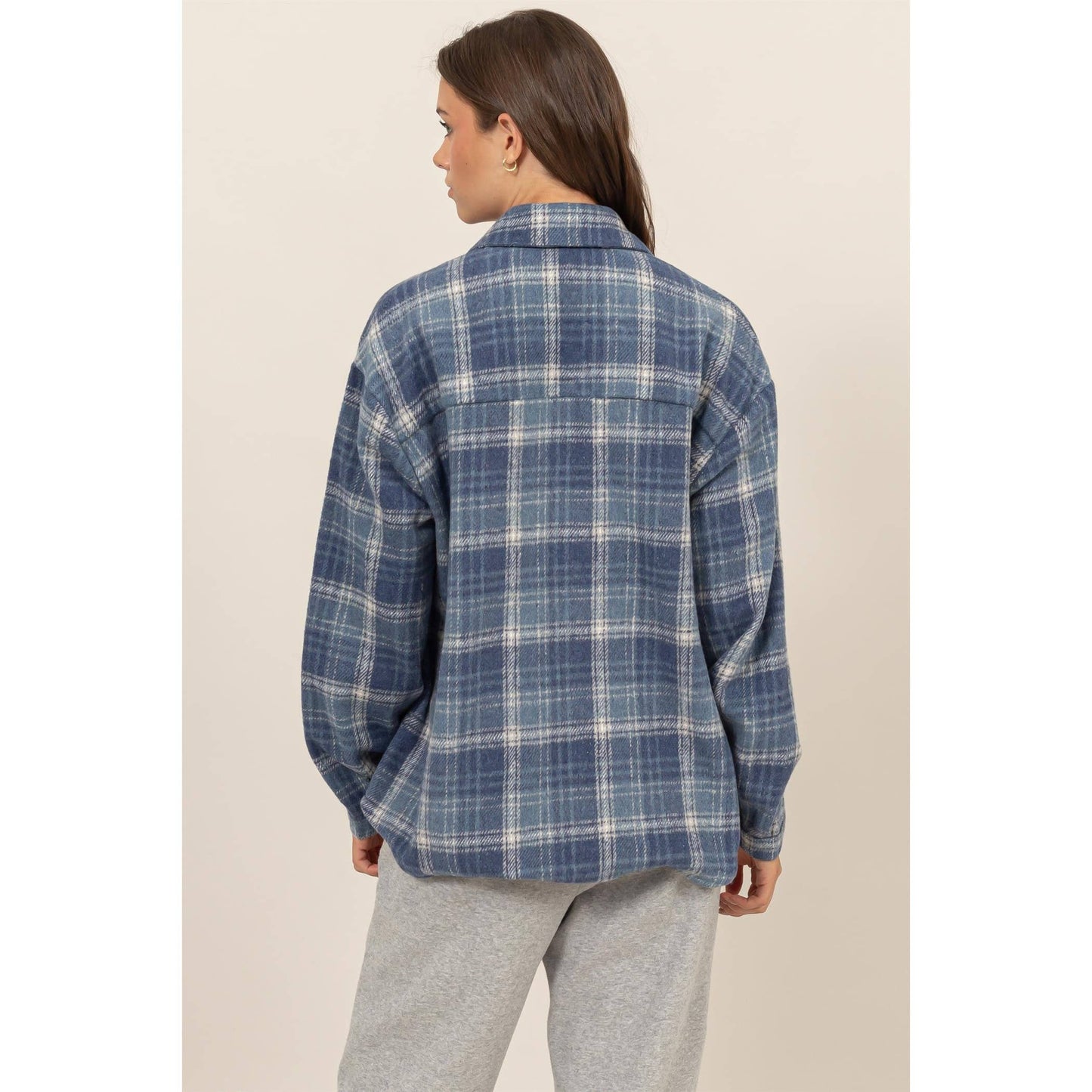 HYFVE - Plaid Shacket With Pockets: BLACK / S-M-L(1-1-1)