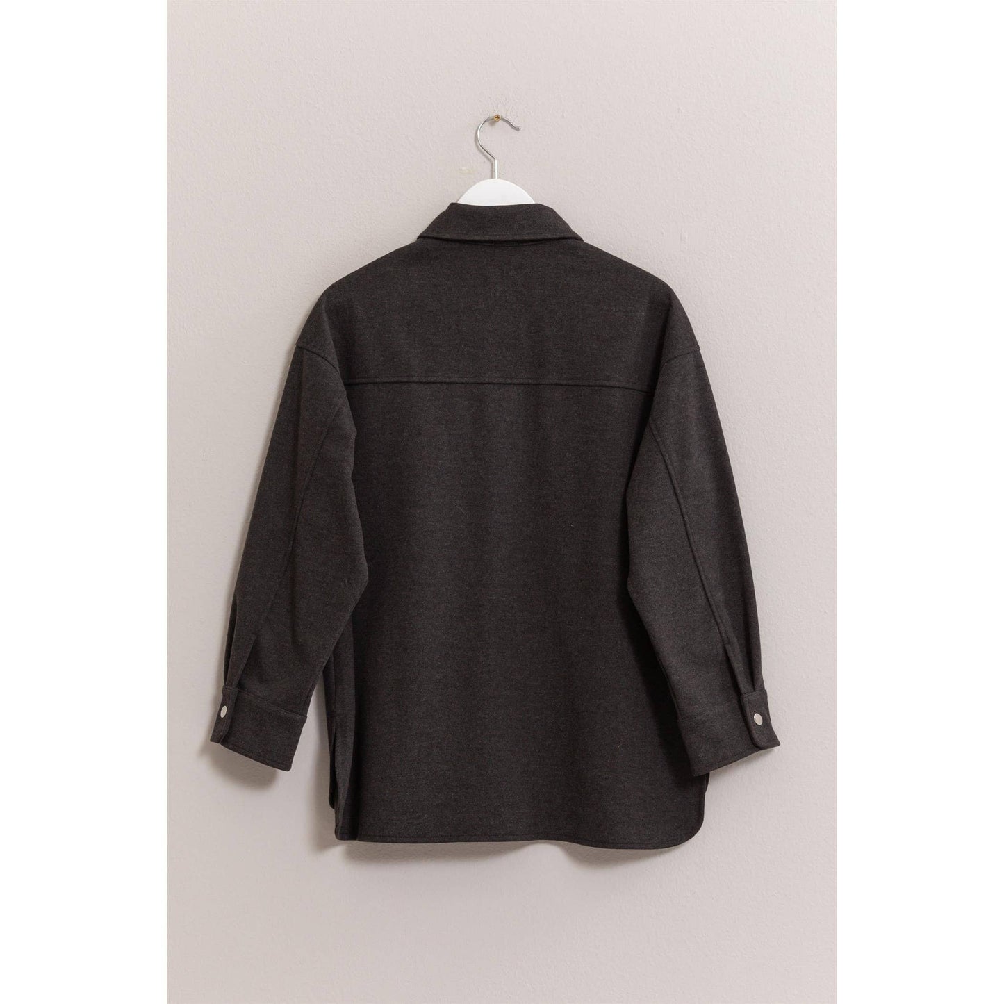 HYFVE - Wool-Like Brushed Shacket: DARK GREY / S-M-L(2-2-2)