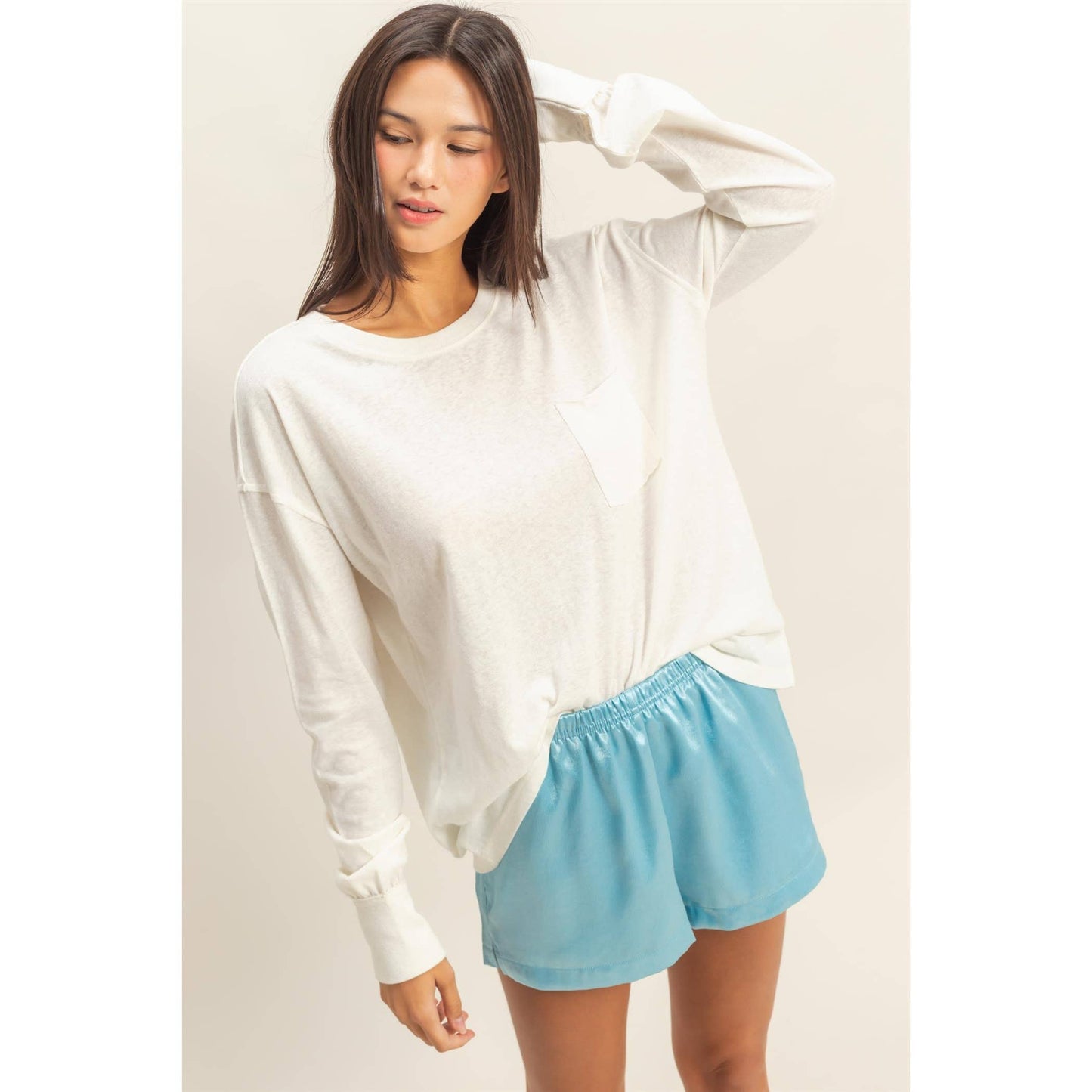 HYFVE - Long Sleeve Pocket T-Shirt: CREAM / S-M-L(2-2-2)