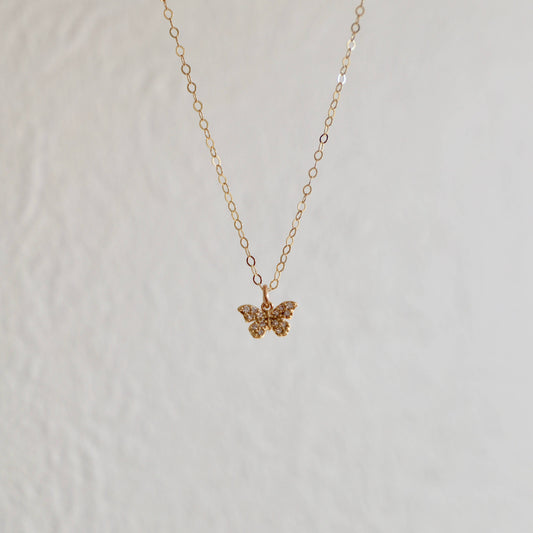 MINIATURE CZ BUTTERFLY 16" NECKLACE