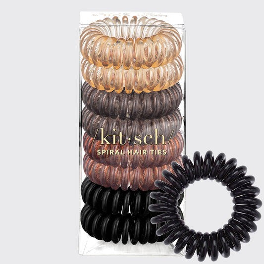 Spiral Hair Ties 8 Pack - Brunette